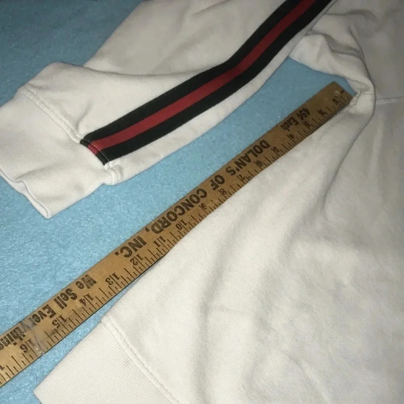 LIBERTADOR hooded sweatshirt dark green and red stripes on long sleeves size M - Picture 8 of 8